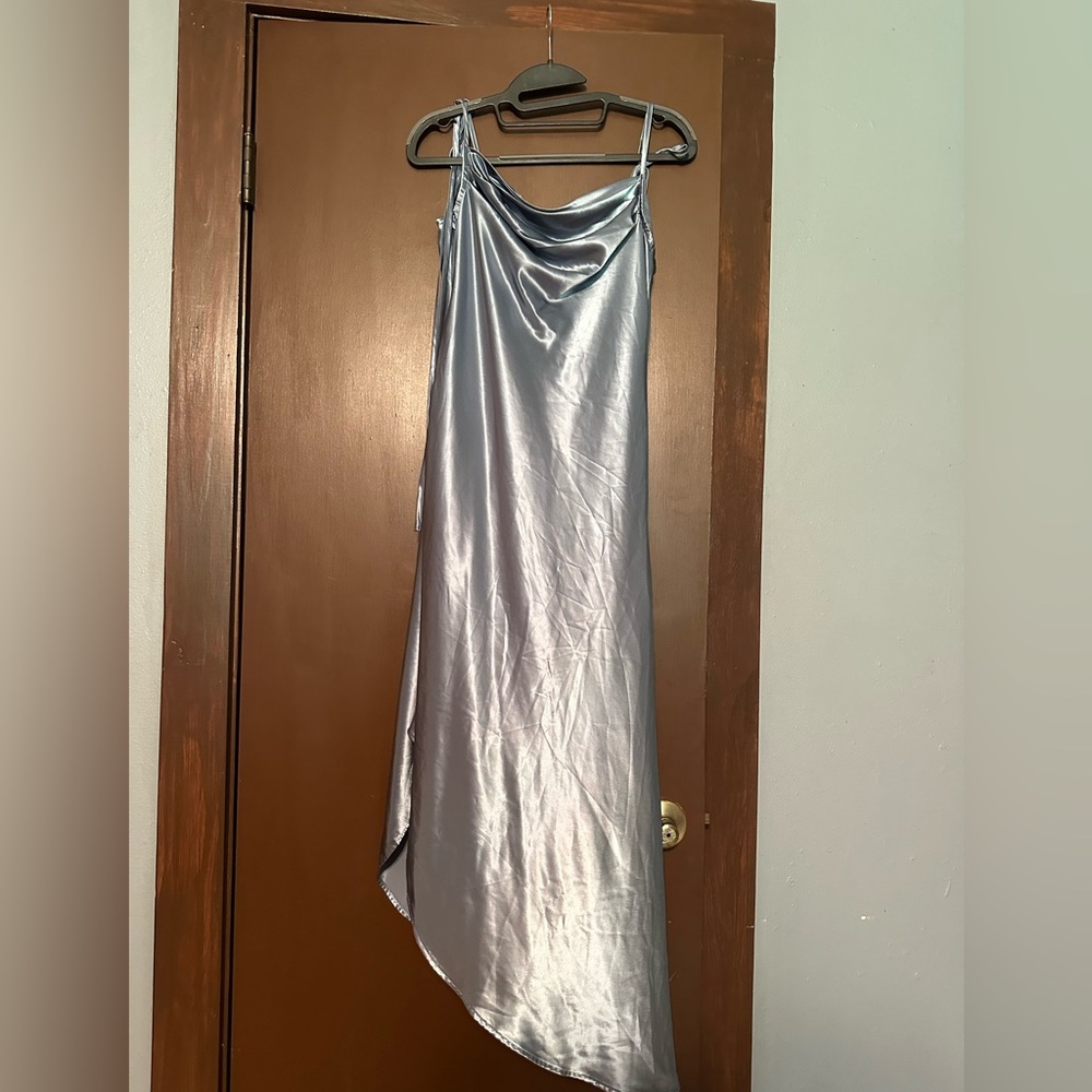 Satin Cowl Neck with Asymmetrical Bottom